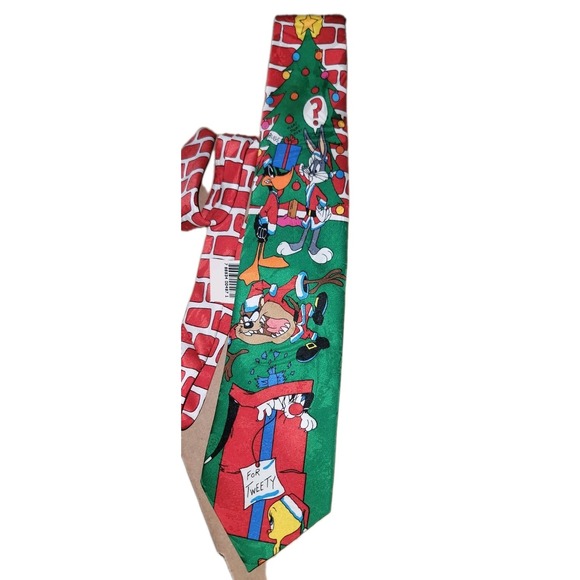 Vtg Cartoon Christmas Neck Tie Looney Tunes Lot Taz Daffy Tweedy Bugs‎ Sylvester - Picture 4 of 12